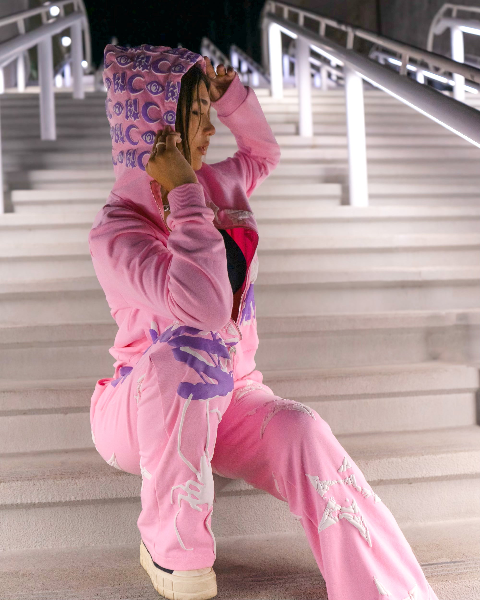 PINK VISIONARY PUFF PRINT ZIP UP