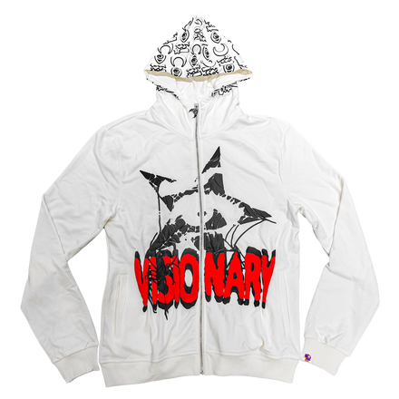 WHITE VISIONARY PUFF PRINT ZIP UP