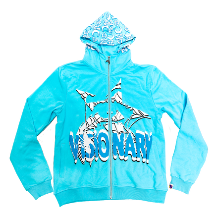 LIGHT BLUE VISIONARY PUFF PRINT ZIP UP