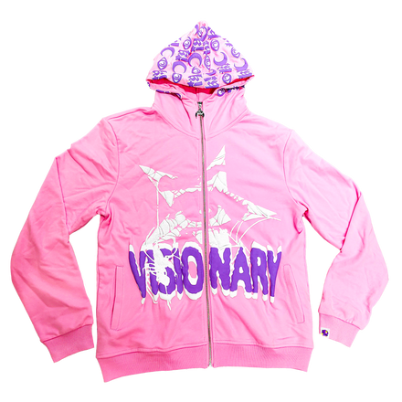 PINK VISIONARY PUFF PRINT ZIP UP